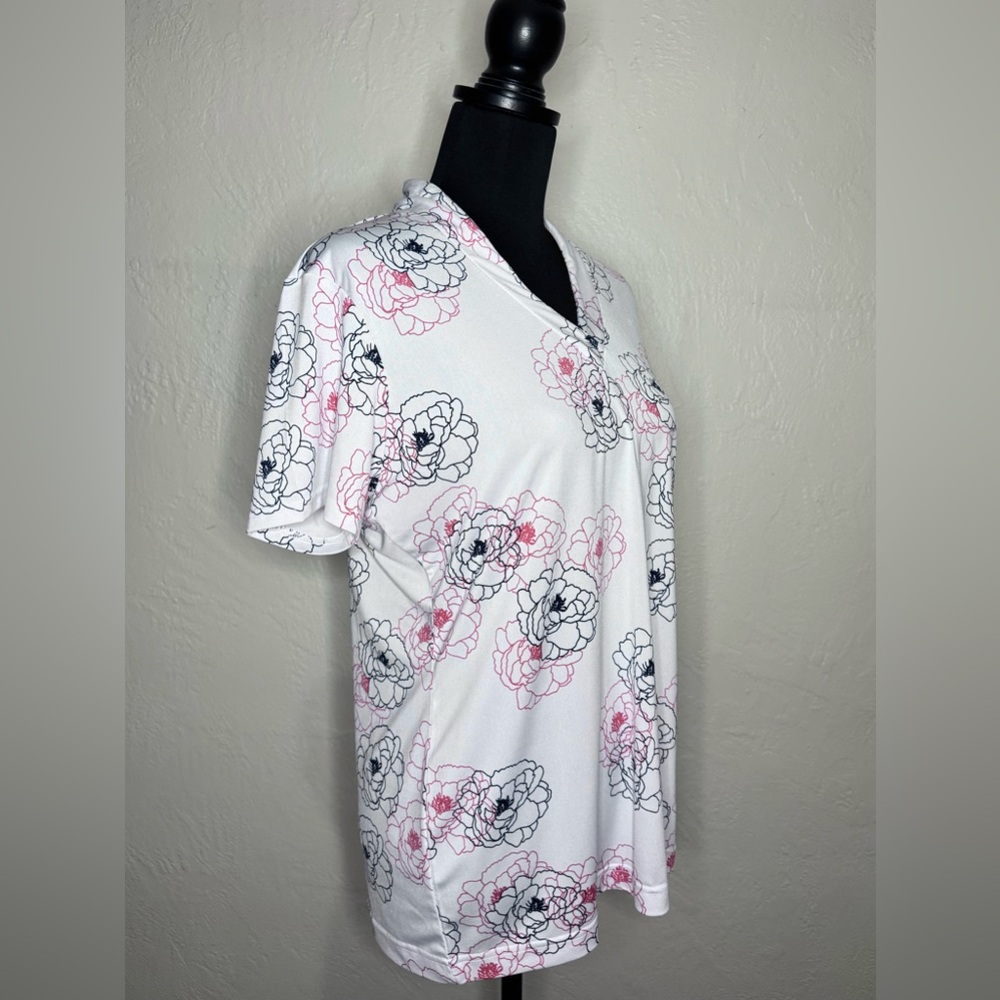 SPORT HALEY Golf Shirt‎ Floral Black / Pink / White Women’s Large
